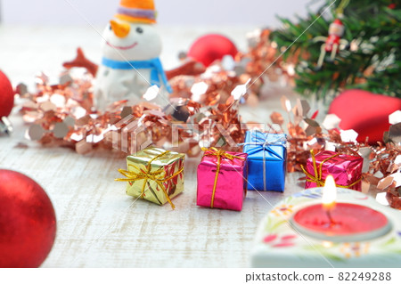 Christmas image red ornaments and candles Christmas image red ornaments and candles 82249288