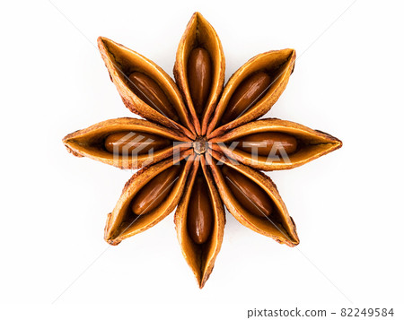 Single Chinese star anise isolated on white background. Single Chinese star anise isolated on white background. 82249584