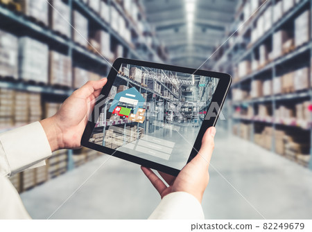 Warehouse management innovative software in computer for real time monitoring Warehouse management innovative software in computer for real time monitoring 82249679