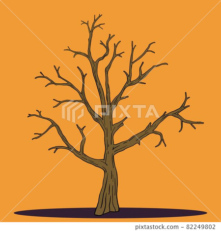 Simplicity halloween dead tree freehand drawing flat design. 82249802