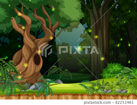 Enchanted forest landscape background - Stock Illustration [82251461 ...