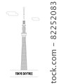 東京天空樹和雲線畫的矢量圖像 82252083