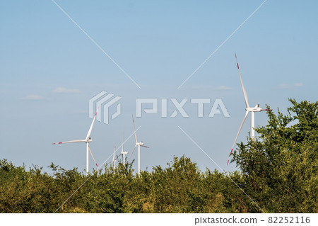 Wind turbines in an arid landscape. An alternative way of generating electricity Wind turbines in an arid landscape. An alternative way of generating electricity 82252116