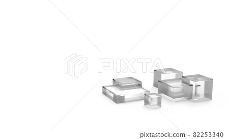 Transparent white cube CG PowerPoint and other presentation covers with text space 82253340