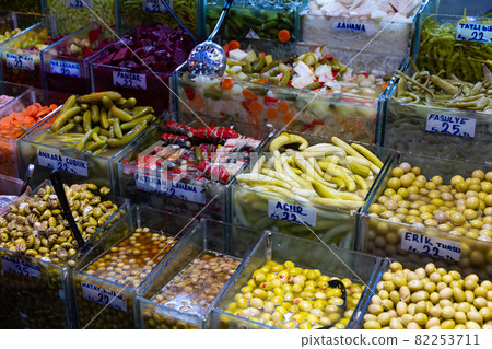 Pickled vegetables marinades at the turkish market 82253711