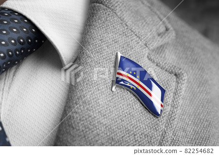 Metal badge with the flag of Cape Verde on a suit lapel Metal badge with the flag of Cape Verde on a suit lapel 82254682