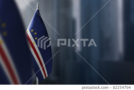 Small flags of Cape Verde on a blurry background of the city Small flags of Cape Verde on a blurry background of the city 82254704