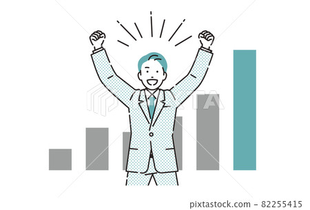 Male business person who is pleased with improving his grades Male business person who is pleased with improving his grades 82255415