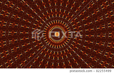 Ginger groovy kaleidoscope abstract seamless pattern with round kaleidoscopic glowing elements 82255499