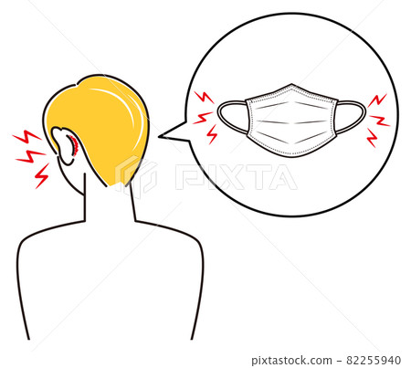 A man who hurts because the back of his ear is hurt by wearing a skin care mask Simple Vector A man who hurts because the back of his ear is hurt by wearing a skin care mask Simple Vector 82255940