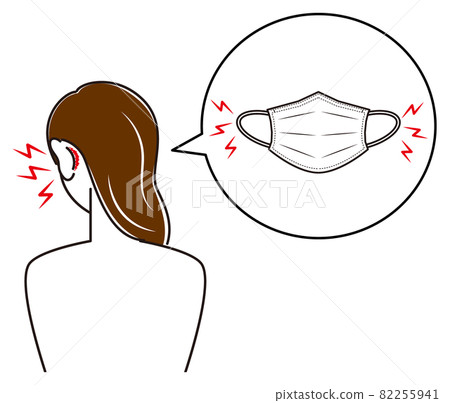 A woman who hurts because the back of her ear is hurt by wearing a skin care mask Simple Vector A woman who hurts because the back of her ear is hurt by wearing a skin care mask Simple Vector 82255941