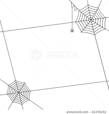 A cute spider hanging in a spider web: a simple background / frame material for Halloween and horror images-correct A cute spider hanging in a spider web: a simple background / frame material for Halloween and horror images-correct 82256282