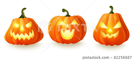 Happy halloween 3D realistic scary jack lantern collection Happy halloween 3D realistic scary jack lantern collection 82256887