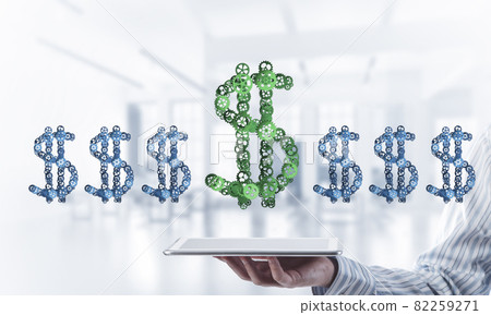Connections and networking concepts as means of money earning on white office background Connections and networking concepts as means of money earning on white office background 82259271