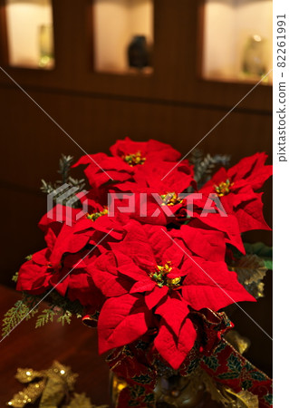 裝飾深紅色一品紅的房間 82261991