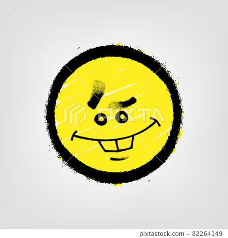 Graffiti emoticon. Smiling face painted spray paint. Vector illustration Graffiti emoticon. Smiling face painted spray paint. Vector illustration 82264149