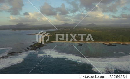 Flying over Mauritius Island and shoal waters Flying over Mauritius Island and shoal waters 82264384