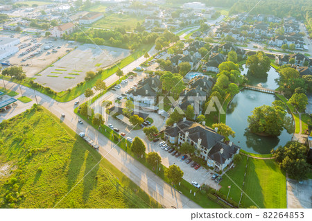 Houston , Texas aerial view above the morning sunshine on west side of sity 82264853