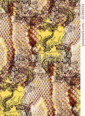 Asian Snake Pattern Seamless pattern imitating snake skin and Asian... - Stock Illustration ...