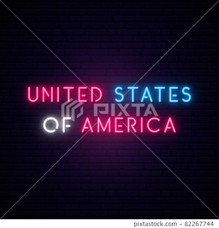 United States of America neon sign. United States of America neon sign. 82267744