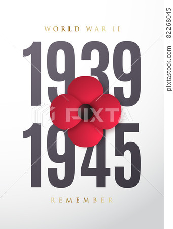 World War II commemorative poster with poppy flower. May 8th. World War II commemorative poster with poppy flower. May 8th. 82268045