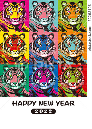 2022年新年賀卡模板“流行藝術模仿”新年快樂手寫空間可用 82268108