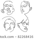 Young men and women Face line art hand drawn sketch 82268416