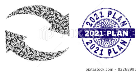 Exchange Arrows Recursive Composition of Exchange Arrows Items and Scratched 2021 Plan Round Guilloche Seal Stamp 82268993
