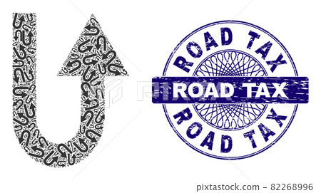 Turn Forward Recursive Collage of Turn Forward Icons and Scratched Road Tax Round Guilloche Stamp 82268996