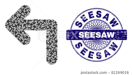 Turn Left Recursion Collage of Turn Left Items and Textured Seesaw Round Guilloche Stamp Turn Left Recursion Collage of Turn Left Items and Textured Seesaw Round Guilloche Stamp 82269016