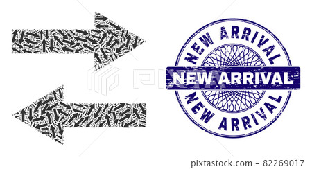 Horizontal Flip Arrows Recursion Composition of Horizontal Flip Arrows Icons and Scratched New Arrival Round Guilloche Stamp Horizontal Flip Arrows Recursion Composition of Horizontal Flip Arrows Icons and Scratched New Arrival Round Guilloche Stamp 82269017