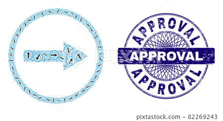 Right Rounded Arrow Recursive Collage of Right Rounded Arrow Items and Grunge Approval Round Guilloche Stamp Right Rounded Arrow Recursive Collage of Right Rounded Arrow Items and Grunge Approval Round Guilloche Stamp 82269243