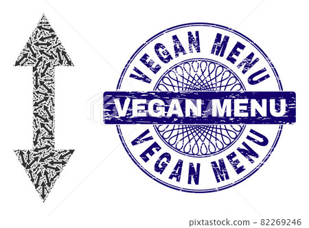 Vertical Flip Recursive Composition of Vertical Flip Icons and Textured Vegan Menu Round Guilloche Seal Stamp 82269246