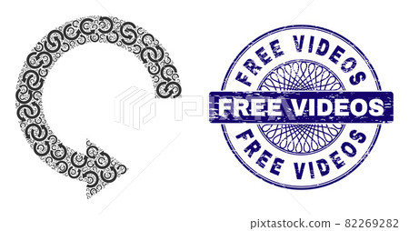 Rotate Right Fractal Collage of Rotate Right Icons and Distress Free Videos Round Guilloche Seal 82269282