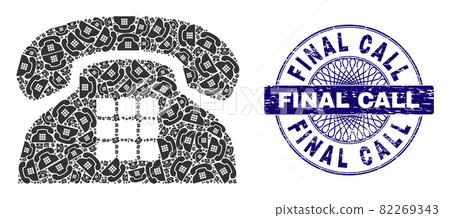 Tone Phone Recursive Composition of Tone Phone Items and Scratched Final Call Round Guilloche Stamp 82269343