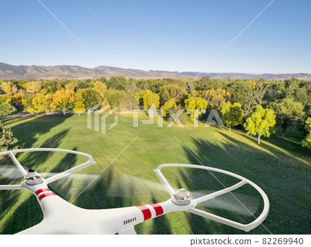 drone flying over park 82269940