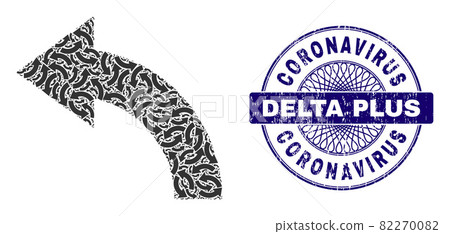 Rotate Left Recursive Composition of Rotate Left Items and Scratched Coronavirus Delta Plus Round Guilloche Seal Rotate Left Recursive Composition of Rotate Left Items and Scratched Coronavirus Delta Plus Round Guilloche Seal 82270082