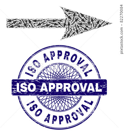 Sharp Arrow Right Recursive Mosaic of Sharp Arrow Right Items and Grunge ISO Approval Round Guilloche Seal Stamp Sharp Arrow Right Recursive Mosaic of Sharp Arrow Right Items and Grunge ISO Approval Round Guilloche Seal Stamp 82270084