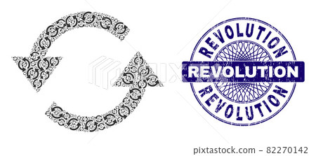 Refresh Arrows Recursive Mosaic of Refresh Arrows Items and Grunge Revolution Round Guilloche Seal Stamp Refresh Arrows Recursive Mosaic of Refresh Arrows Items and Grunge Revolution Round Guilloche Seal Stamp 82270142