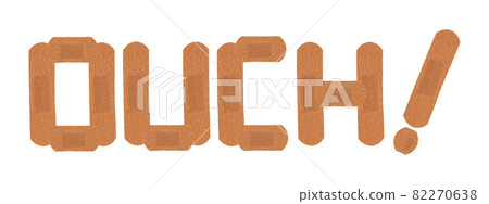 Ouch text with medical plasters on white with clipping path 82270638