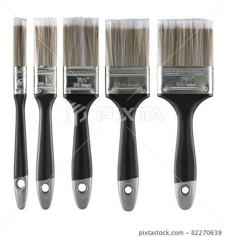Five decorators paint brushes on white with clipping path Five decorators paint brushes on white with clipping path 82270639