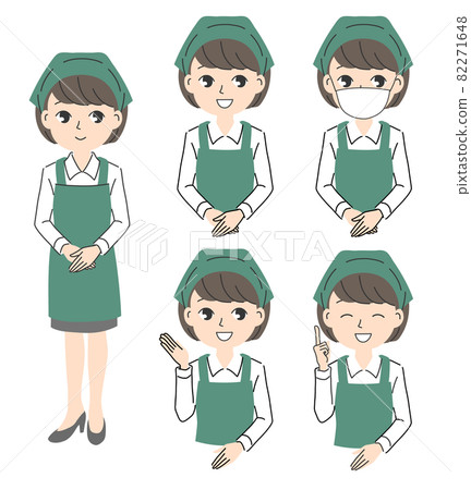 Illustration material of a female clerk working in a supermarket 82271648