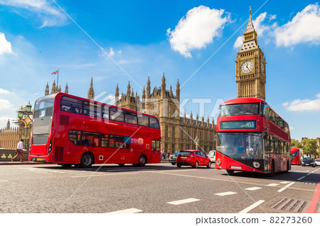 Big Ben, Westminster Bridge, red bus in London Big Ben, Westminster Bridge, red bus in London 82273260