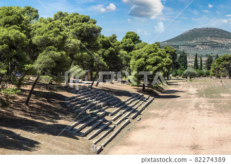 Ruins of stadium in Epidavros, Greece 82274389