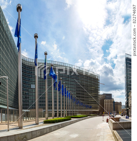 European flags  in Brussels 82274697