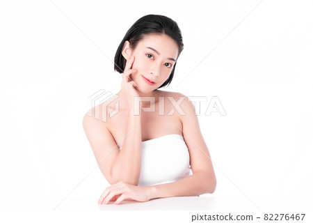 Beautiful young asian woman with clean fresh skin on white background, Face care, Facial treatment, Beautiful young asian woman with clean fresh skin on white background, Face care, Facial treatment, 82276467