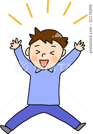 一個跳起來喜出望外的男孩 82276806