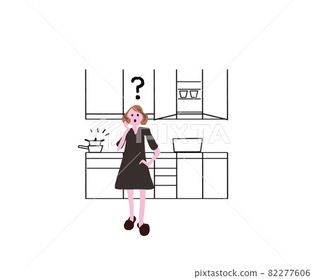 A woman who forgot what she was looking for in the kitchen 82277606