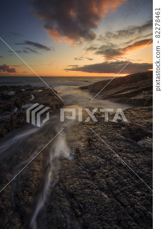 Rathmoylan Cove, Waterford, Ireland. Stunning rocks and sunset. Rathmoylan Cove, Waterford, Ireland. Stunning rocks and sunset. 82278461