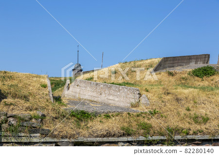 Priozersk, Russia - July 10, 2021: Tower and rampart of Korela fortress in the city of Priozersk, Leningrad region, built in XIII - XIV centuries 82280140